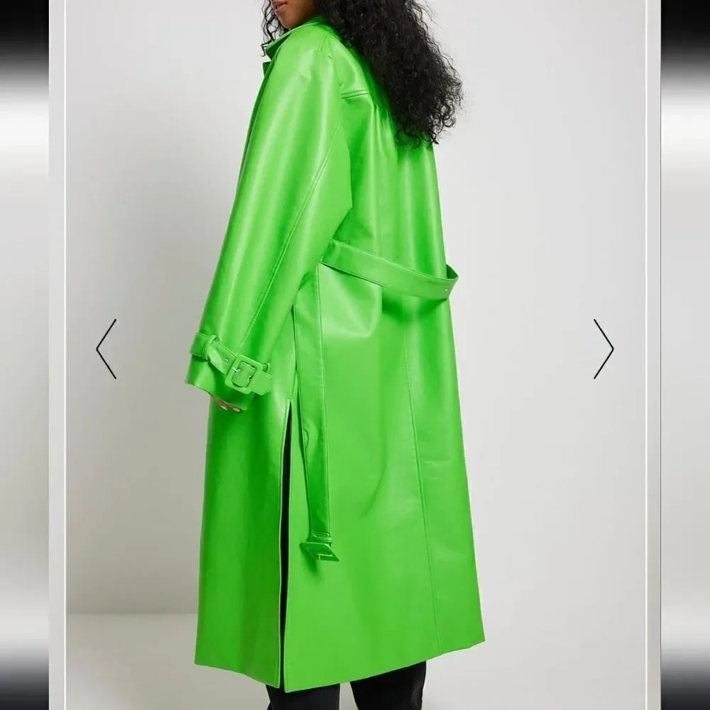 NA-KD Long PU Trench Coat size 36 M 8 US New